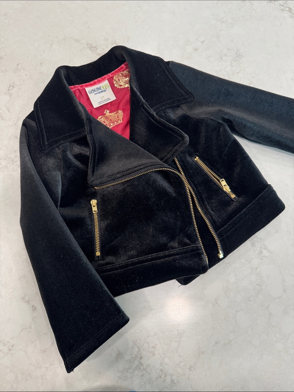 OshKosh B'gosh Black Velvet Jacket with Gold Zippers 3T